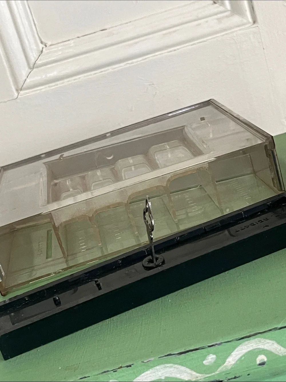Acrylic Coin / Money Sorter w/ Eagle Lock Co. key Steampunk Vintage